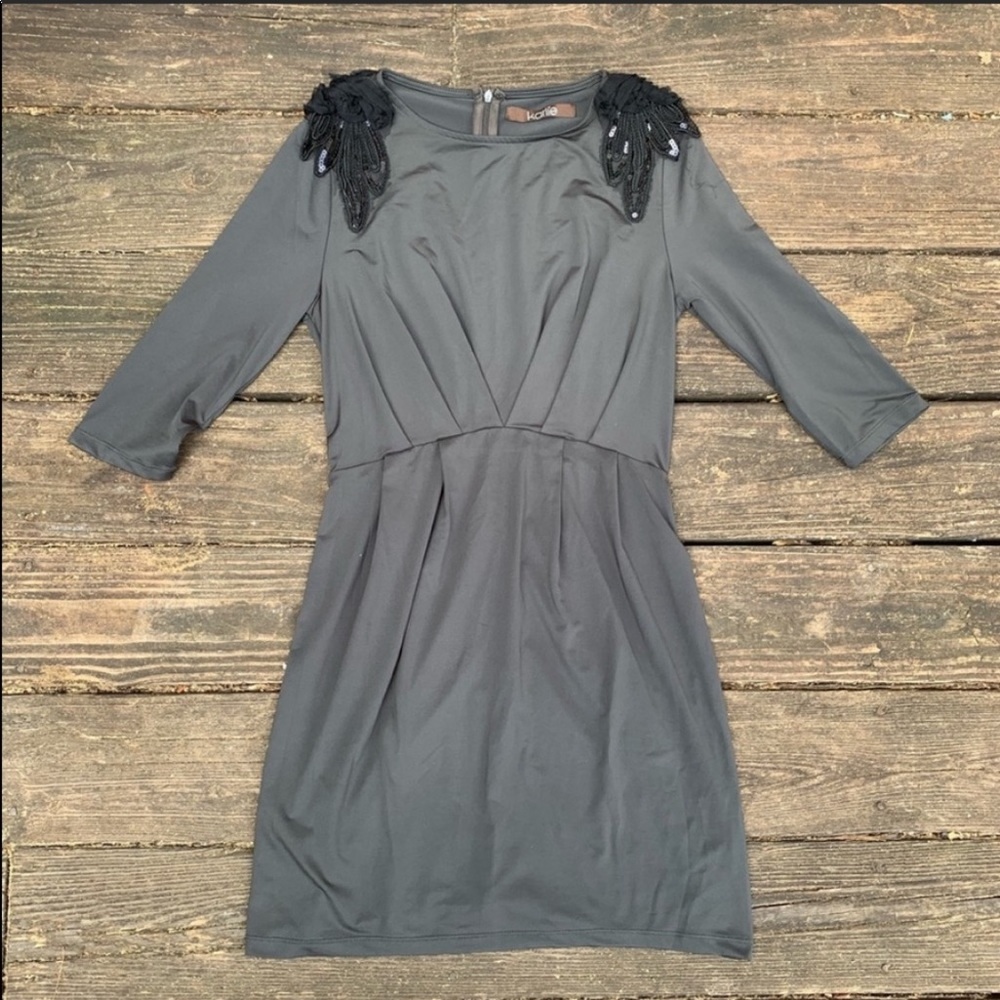 Karlie pleated gathered sequin shoulder dress